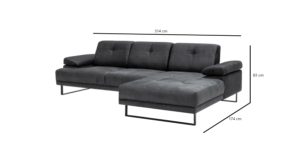 Větší rohová sedačka BRRESO, pravá, antracit