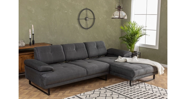 Větší rohová sedačka BRRESO, pravá, antracit