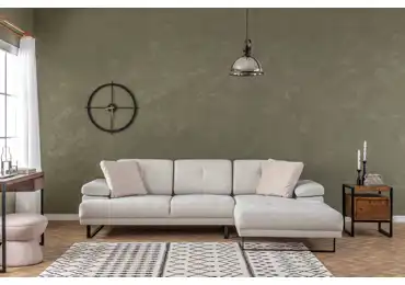 Větší rohová sedačka BRRESO, pravá, béžová