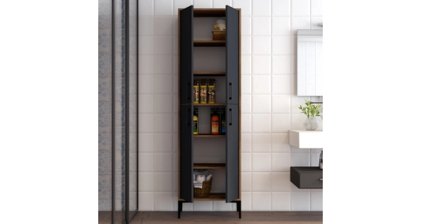 Víceúčelová skříň ALFRÉD, vlašský ořech/antracit