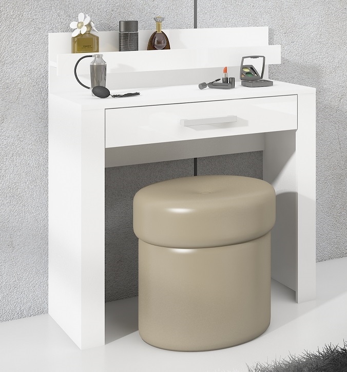 Toaletní stolek MOLTENO, bílá/bílý lesk, 5 let záruka