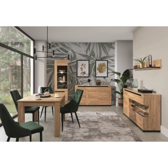 Vitrína ABAKUS 2D levá, dub craft zlatý/černý