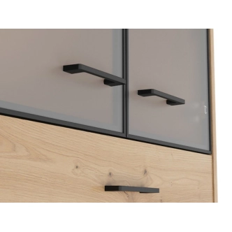 Vitrína BELLARMINO 2D2W2S, dub artisan/černý mat