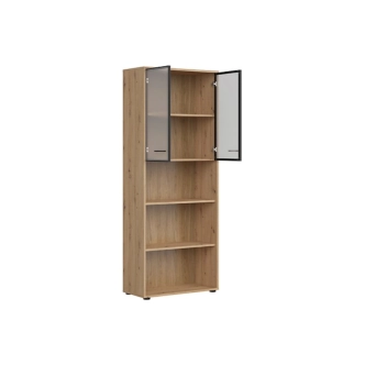 Vitrína BELLARMINO 2W/200, dub artisan/černý mat