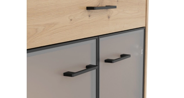 Vitrína BELLARMINO 2W2S/120, dub artisan/černý mat