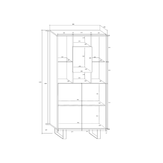 Vitrína BOKARO 5, černá/černý lesk, 5 let záruka