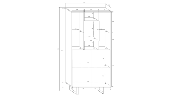 Vitrína BOKARO 5, černá/černý lesk, 5 let záruka