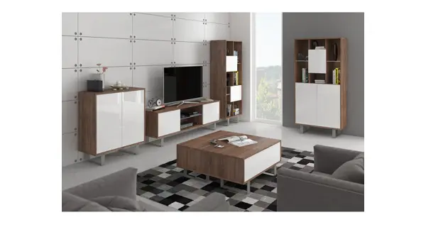 Vitrína BOKARO 7, craft tobaco/bílý lesk, 5 let záruka