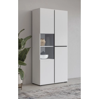 Vitrína BONIFACIO 3D, bílá/černá