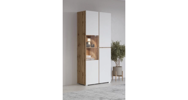 Vitrína BONIFACIO 3D, dub wotan/bílá