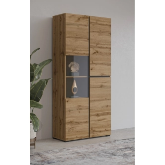 Vitrína BONIFACIO 3D, dub wotan/černá