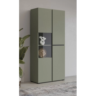 Vitrína BONIFACIO 3D, zelená/černá