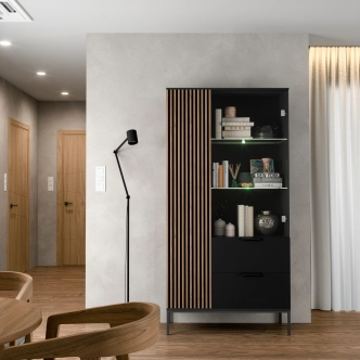 Vitrína CHRISTOBEL, černý mat/dub artisan