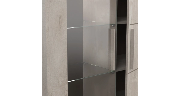 Vitrína DETLEFA 2D, champagne dub/beton béžová