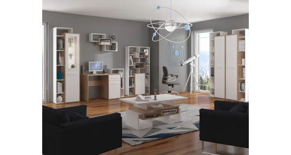 Vitrína DORINDA typ 1 levá, dub sonoma/bílá