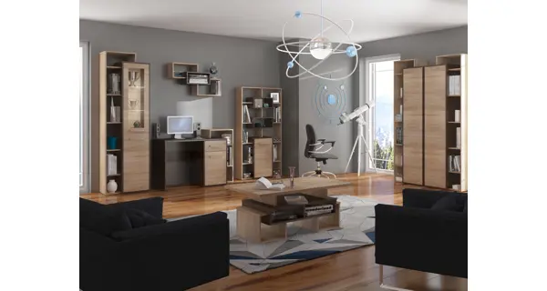 Vitrína DORINDA typ 1 levá, dub sonoma tmavý/dub sonoma