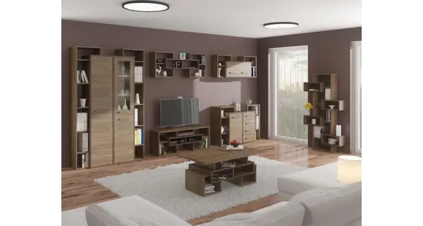 Vitrína DORINDA typ 1 pravá, craft tobaco/craft zlatý