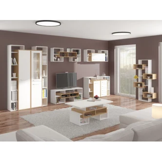 Vitrína DORINDA typ 1 pravá, dub artisan/bílá