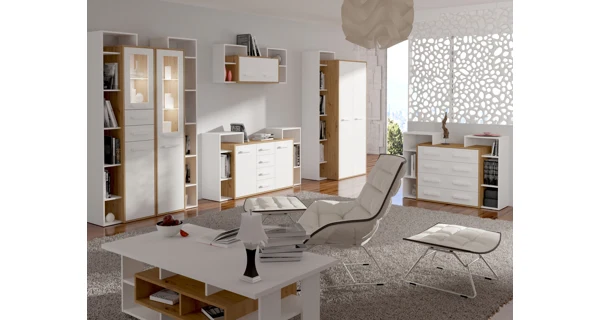 Vitrína DORINDA typ 1 pravá, dub artisan/bílá