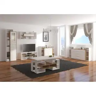 Vitrína DORINDA typ 2 levá, dub burgundský/bílá