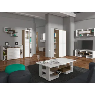 Vitrína DORINDA typ 2 pravá, dub artisan/bílá