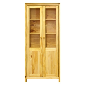 Vitrína DWAYNE 2D, masiv borovice