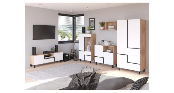 Vitrína DZENGAL 1D1S, dub sonoma/bílá, 5 let záruka