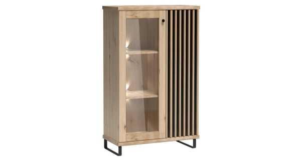 Vitrína FRAGILIS 2D na nohách, dub artisan/černá