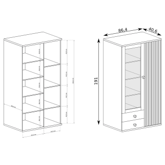 Vitrína FRAGILIS 2D2S, dub artisan/černá