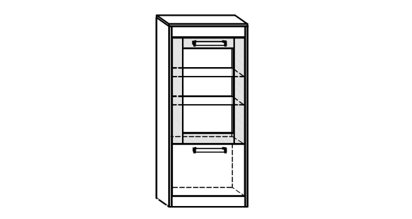 Vitrína GATTON 1D nízká, dub sonoma/bílý lesk