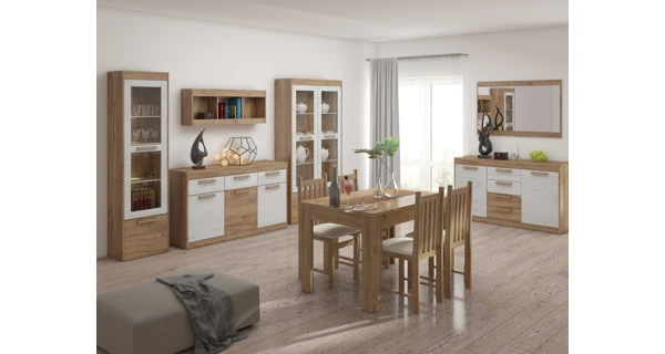 Vitrína GATTON 1D vysoká, craft zlatý/craft bílý