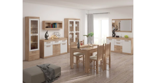 Vitrína GATTON 1D vysoká, dub sonoma/bílý lesk