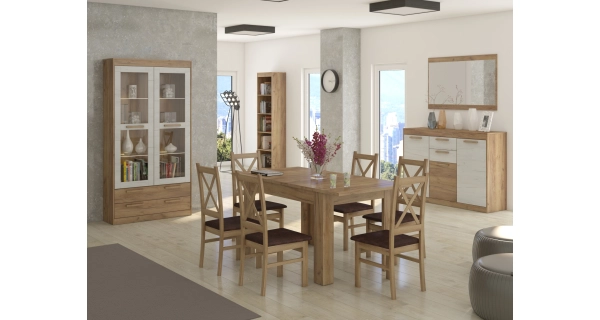 Vitrína GATTON 2D2S, craft zlatý/craft bílý, 5 let záruka