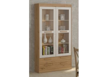 Vitrína GATTON 2D2S, dub artisan/bílý lesk
