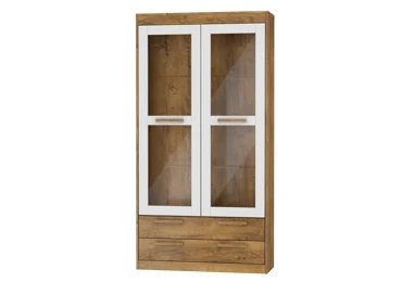 Vitrína GATTON 2D2S, dub burgundský/bílý lesk