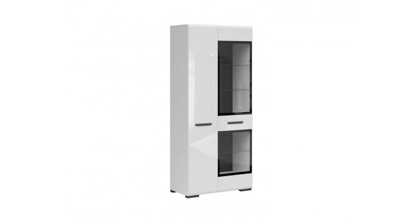 Vitrína GIUSEPPE 1W1D, bílá/bílý lesk