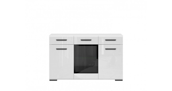 Vitrína GIUSEPPE 1W2D2S, bílá/bílý lesk