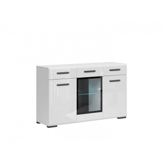 Vitrína GIUSEPPE 1W2D2S, bílá/bílý lesk