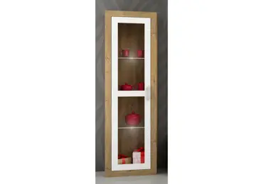 Vitrína GOUDINI, dub burgundský/bílý lesk
