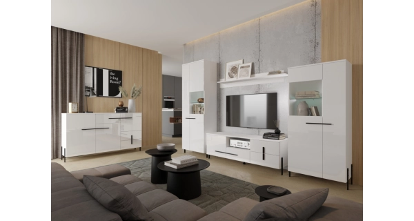 Vitrína KDAKAS typ 33, bílá/bílý lesk