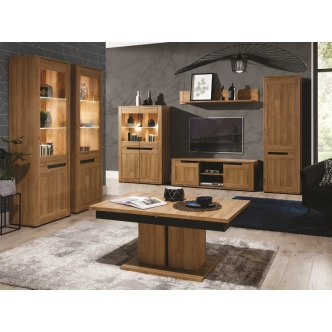 Vitrína KITONGO 5, dub granson/grafit