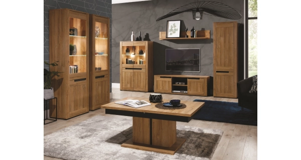 Vitrína KITONGO 5, dub granson/grafit