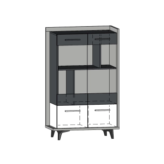 Vitrína KNUT 2D, craft zlatý/bílá/černá, 5 let záruka