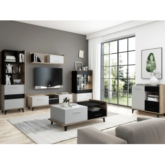 Vitrína KNUT 2D, craft zlatý/bílá/černá, 5 let záruka