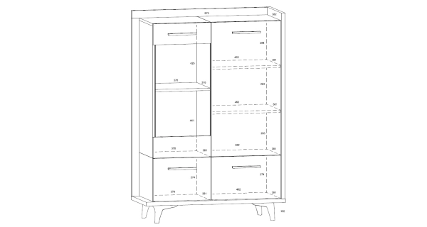 Vitrína KNUT 3D, dub artisan/bílá/černá, 5 let záruk