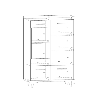 Vitrína KNUT 3D, dub sonoma/bílá/černá, 5 let záruk