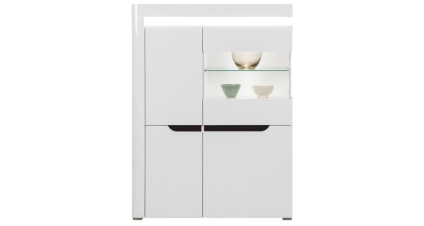 Vitrína MANDOLIN, bílý vysoký lesk