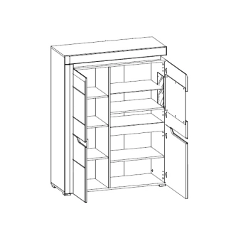 Vitrína MANDOLIN, bílý vysoký lesk