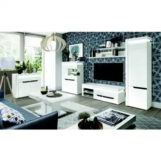 Vitrína MANDOLIN, bílý vysoký lesk