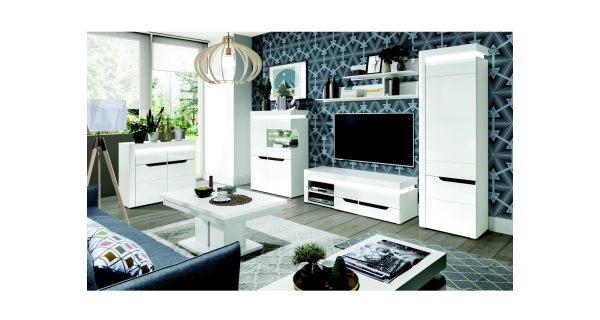 Vitrína MANDOLIN, bílý vysoký lesk